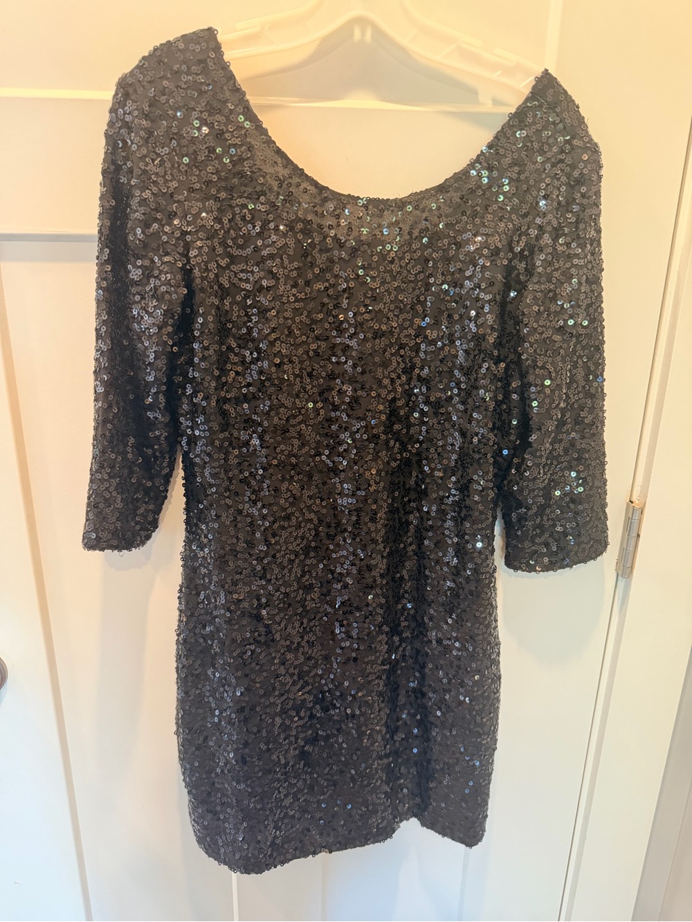 LC Lauren Conrad Black Sequin 3/4 Sleeve Bodycon Mini Dress Medium